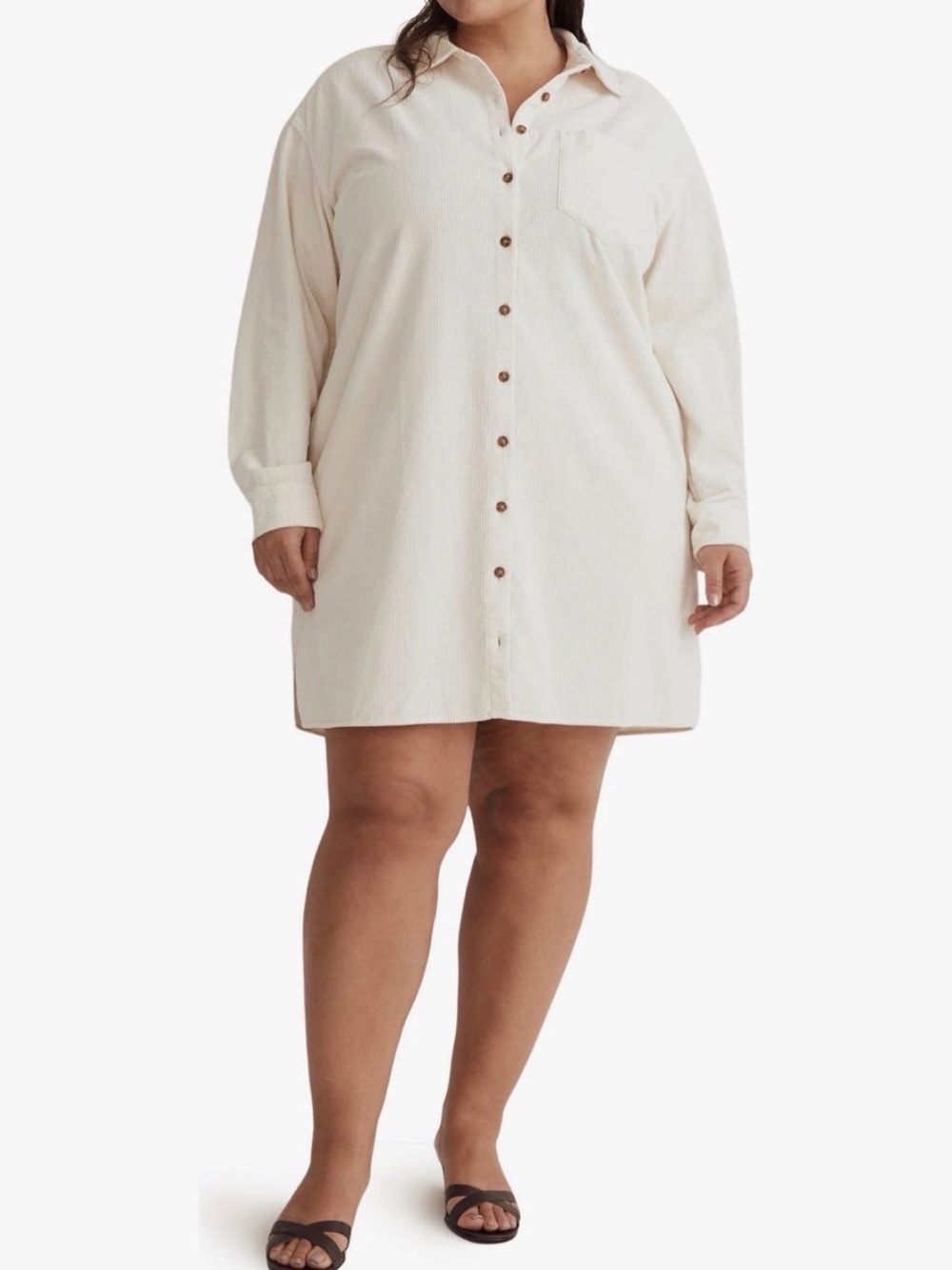 Madewell Cream Button-Front Shirt Mini Dress
